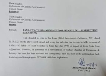 Afghanistan welcomes Pakistan’s decision to abolish taxes on fresh fruits