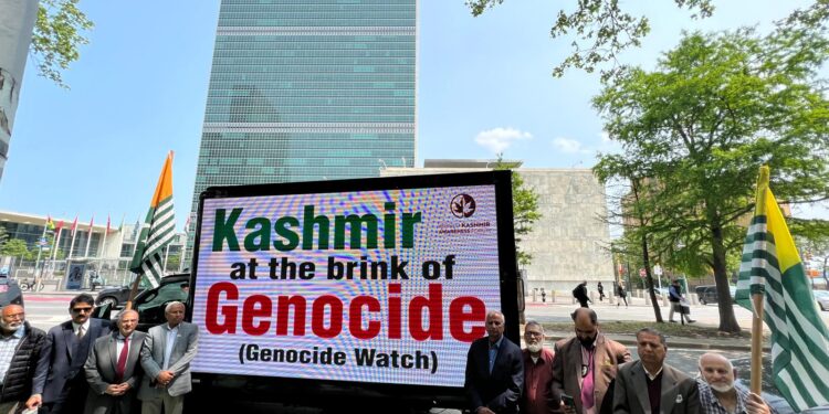 Kashmiris protest near UN building against G20 meeting in Kashmir, urge boycott