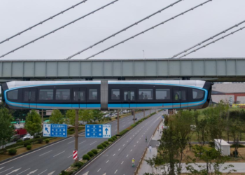 China launches first suspended monorail line