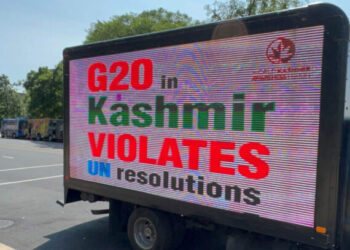 Digital ads trucks flash messages around Washington demanding end to India’s occupation of Kashmir