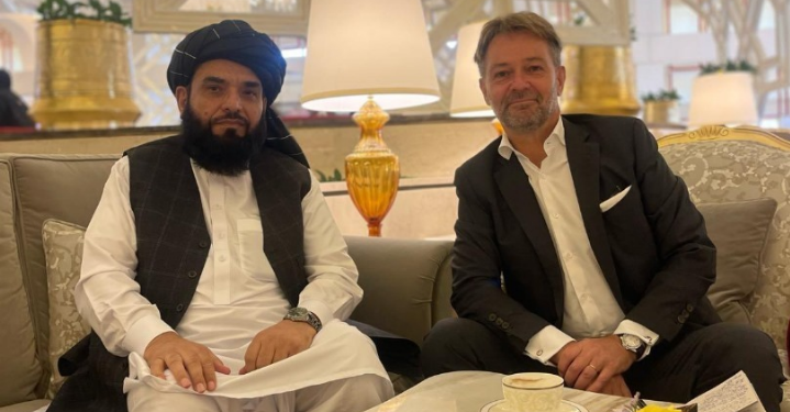 Suhail Shaheen Meets France’s Chargé d’Affaires for Afghanistan in Doha