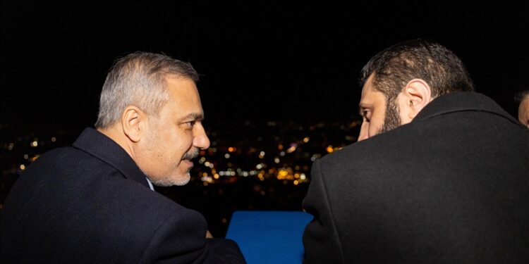 Turkish foreign minister, Syria’s new leader take in Damascus views from Mount Qasioun